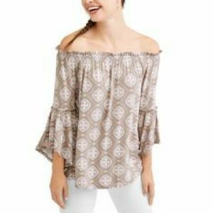 🍊 Time and Tru Off-Shoulder Shirred Blouse